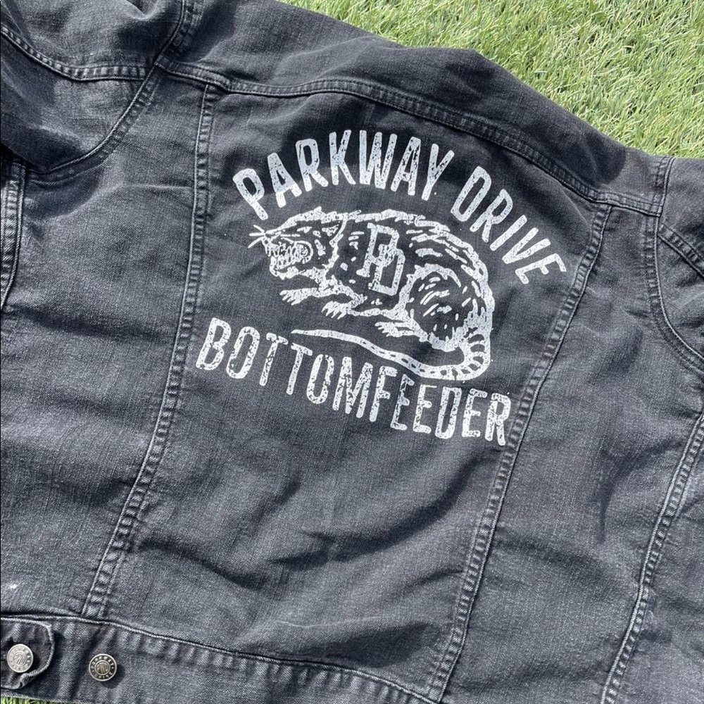 🎄Parkway Drive “Bottom Feeder”  Denim Jacket - Preowned - Large